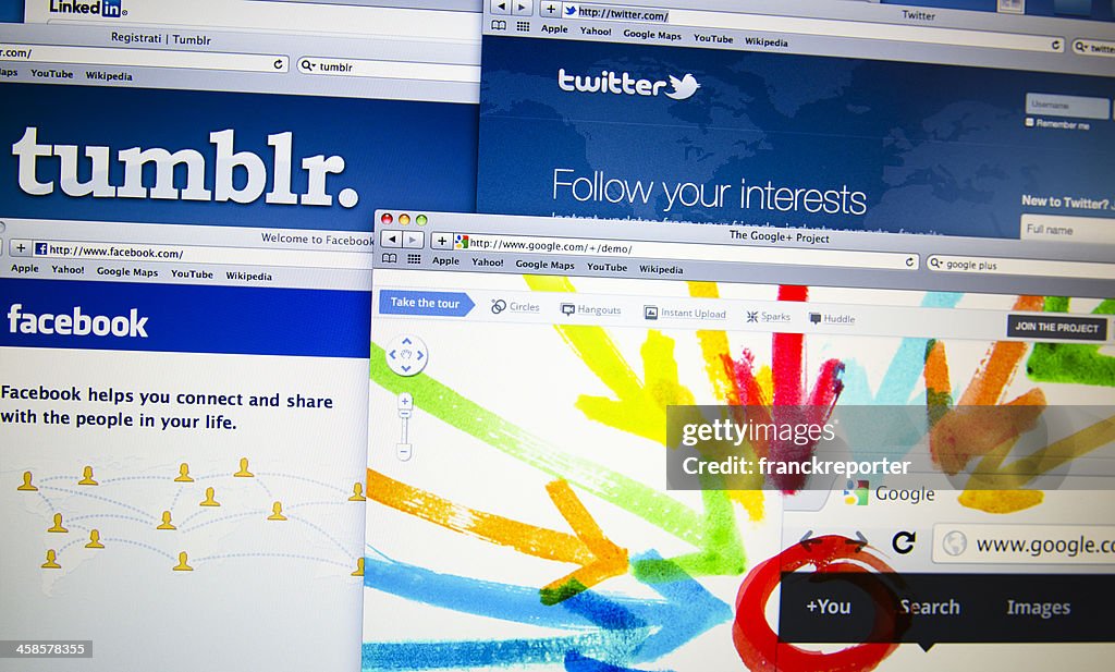 Google Plus, Facebook, Twitter e altri nuovi social network
