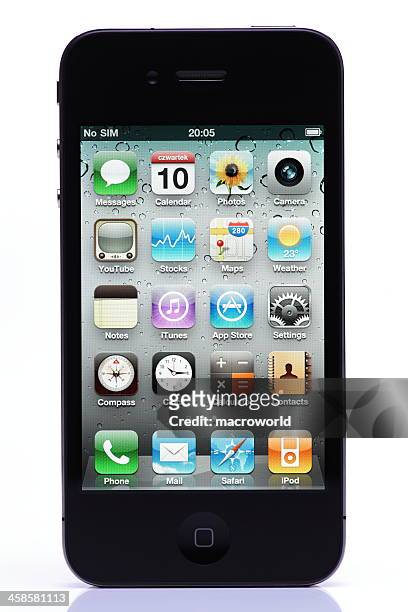 iphone 4th generation isolated on white - 3g stock pictures, royalty-free photos & images