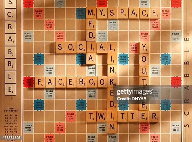 social media sites - scrabble stock pictures, royalty-free photos & images