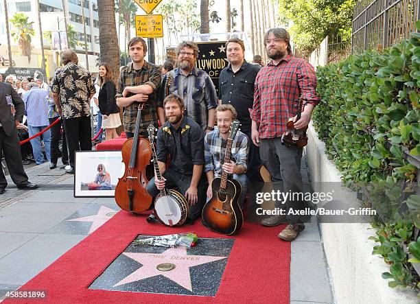 Ryan Young, Erik Berry, Dave Carroll, Tim Saxhaug and Dave Simonett of Trampled By Turtles attend the ceremony posthumously honoring John Denver with...