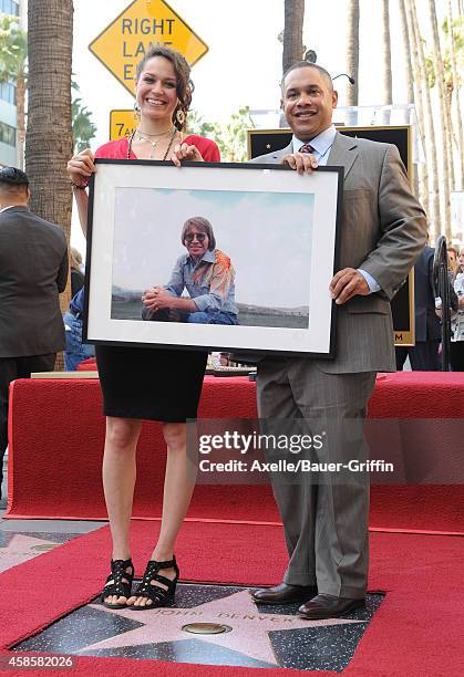 Jesse Belle Denver and Zachary Deutschendorf attend the ceremony of their late father John Denver honored posthumously with the 2,531st star on the...