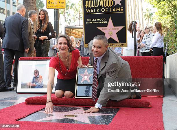 Jesse Belle Denver and Zachary Deutschendorf attend the ceremony of their late father John Denver honored posthumously with the 2,531st star on the...