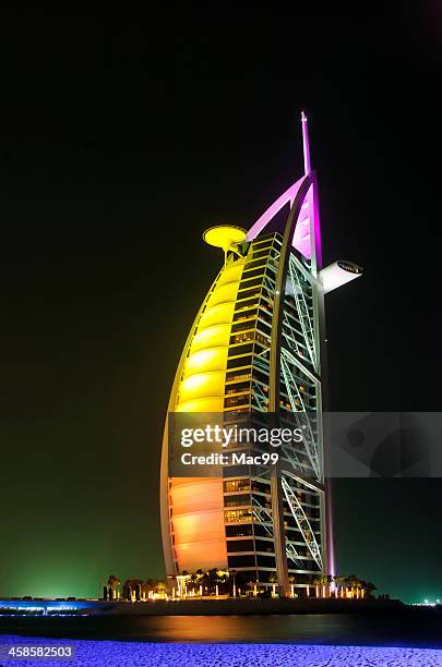 burj al arab - burj al arab night stockfoto's en -beelden