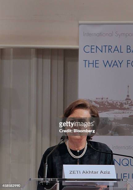 Zeti Akhtar Aziz, governor of the Bank Negara Malaysia, listens during the International Symposium of the Bank of France policy conference in Paris,...
