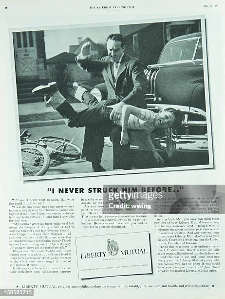 saturday evening post magazine insurance ad - 1950s spanking stock pictures, royalty-free photos & images
