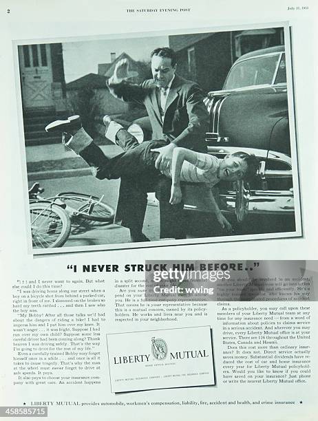 saturday evening post magazine insurance ad - spanking 個照片及圖片檔