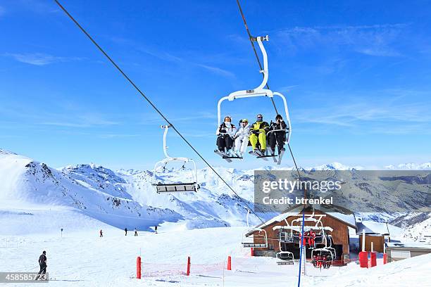 skiing in val thorens - val thorens stock pictures, royalty-free photos & images
