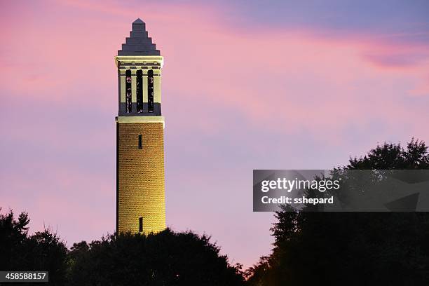 torre com sino no alabama campus depois de tempestade - university of alabama imagens e fotografias de stock