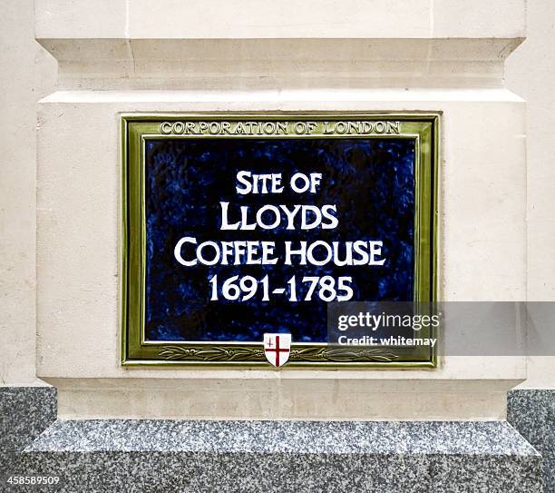 website von lloyd's coffee house-schild - lloyds of london stock-fotos und bilder