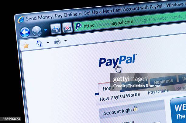 paypal - macro shot of real monitor screen - paypal stock pictures, royalty-free photos & images