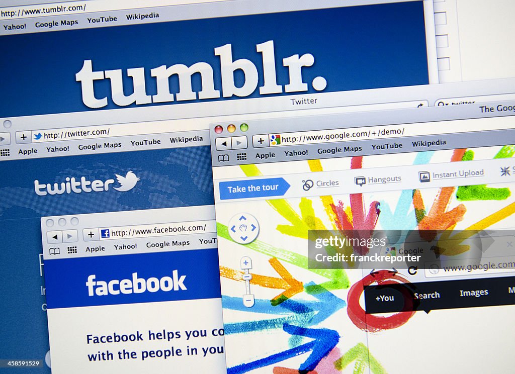 O Google Plus, Facebook, Twitter e outros novos rede social
