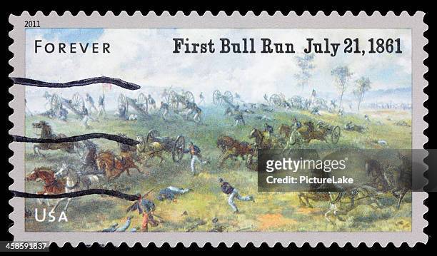 usa first battle of bull run postage stamp - manassas stock pictures, royalty-free photos & images