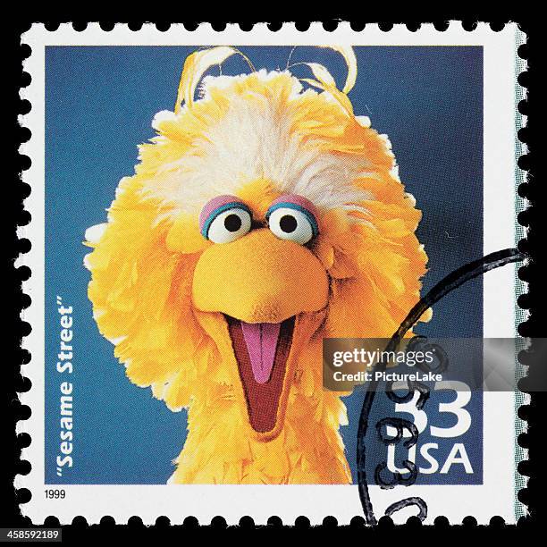 usa sesame street postage stamp - big bird sesame street stock pictures, royalty-free photos & images
