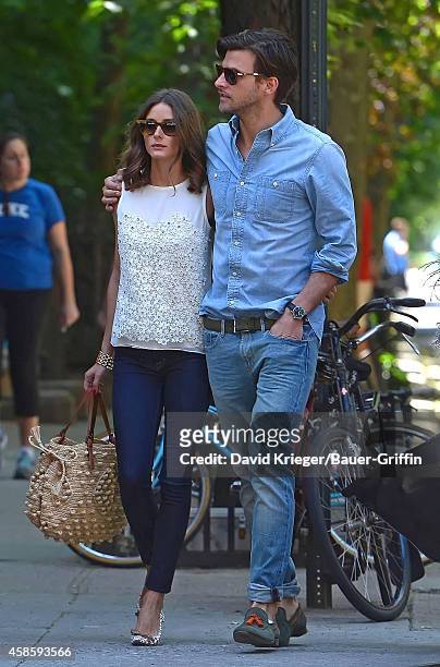 Olivia Palermo with her boyfriend Johannes Huebl are seen on May 19, 2012 in New York City.