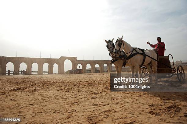 roman general in his chariot - jerash, jordan - chariot stockfoto's en -beelden