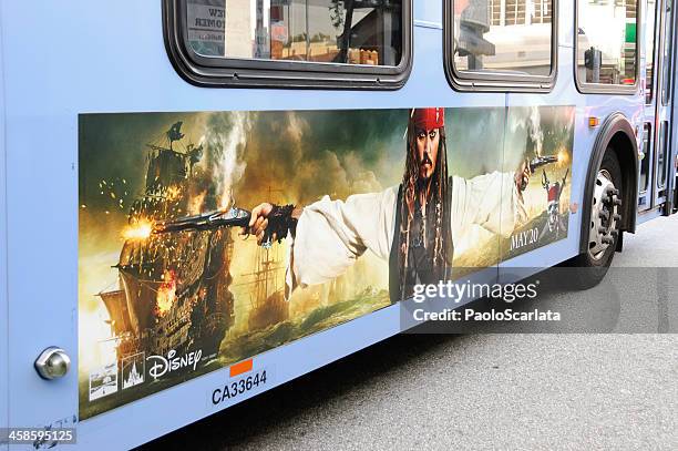 pirates of the caribbean: on stranger tides - bus poster - jack sparrow stock pictures, royalty-free photos & images