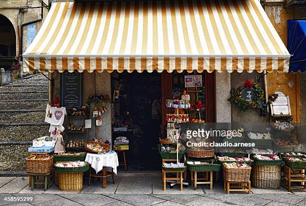 souvenir shop. color image - lake orta stock pictures, royalty-free photos & images