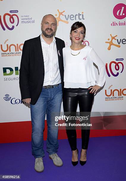 Javi Nieves and Mar Amate attend the 'Cadena 100 Por Ellas' concert photocall at the Barclaycard Center on November 7, 2014 in Madrid, Spain.