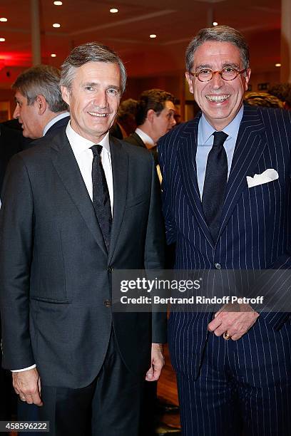 Nicolas Beytout and Chairman of the Management Board of Vivendi Arnaud de Puyfontaine attend the French-American Foundation Gala Dinner at Salle...