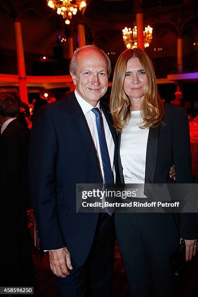 President of L Oreal, Jean Paul Agon and his wife Sophie attend the French-American Foundation Gala Dinner at Salle Wagram on November 7, 2014 in...