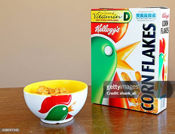 kellogg's cornflakes breakfast - cornflakes stock pictures, royalty-free photos & images