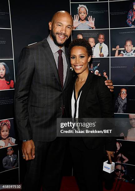 Actor Stephen Bishop and photographer Eunique Jones attend the 2014 Soul Train Music Awards at the Orleans Arena on November 7, 2014 in Las Vegas,...