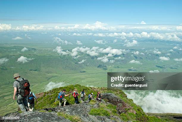 hiking down from ol doinyo lengai into the rift valley - ol doinyo lengai stock pictures, royalty-free photos & images