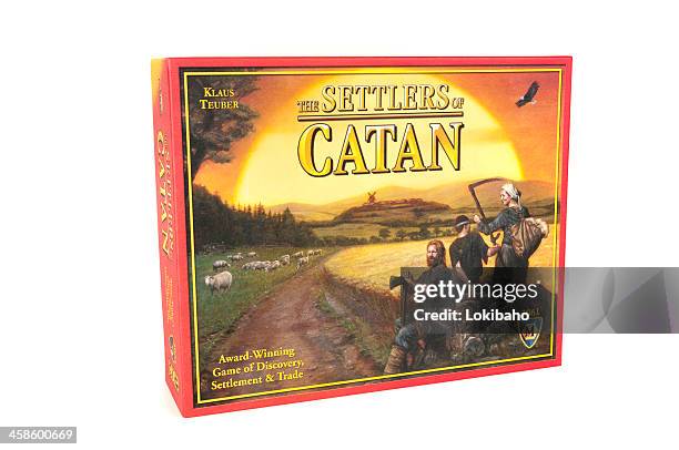 siedler von catan spiel box - die siedler von catan brettspiel stock-fotos und bilder