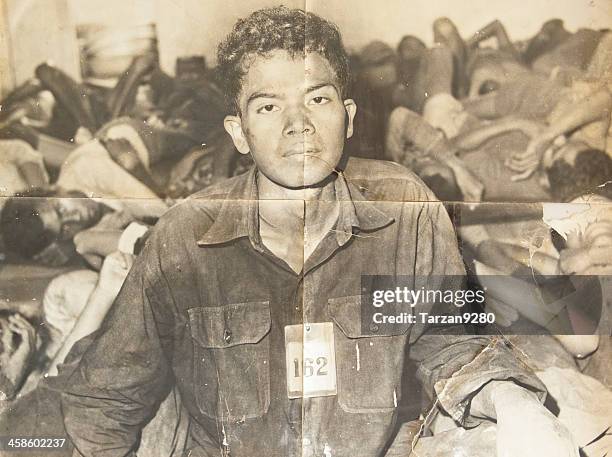 the photos of victims in s21, phnom penh, cambodia - khmer rouge stock pictures, royalty-free photos & images