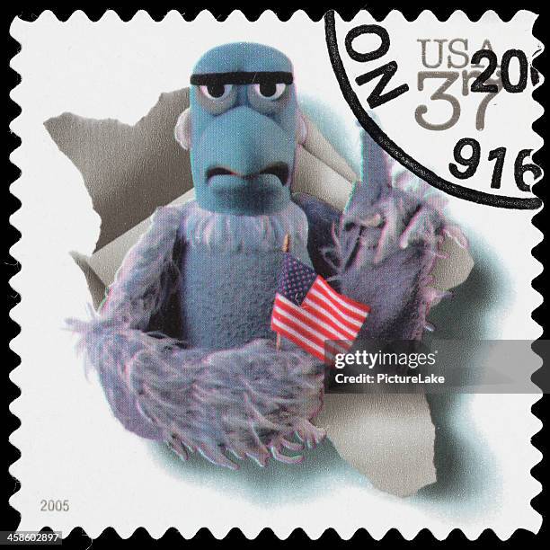 usa sam the eagle postage stamp - muppets animal stock pictures, royalty-free photos & images
