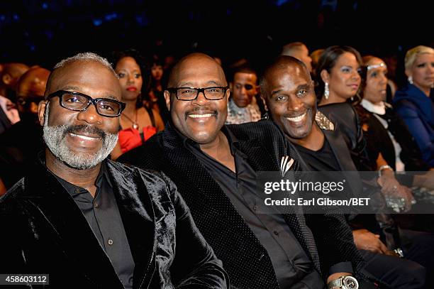 Singers BeBe Winans, Marvin Winans and Carvin Winans of 3 Winans Brothers attend the 2014 Soul Train Music Awards at the Orleans Arena on November 7,...