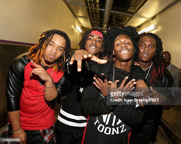 Crash Bandit, Callamar, Levi and K.B. Of We Are Toonz attend the 2014 Soul Train Music Awards at the Orleans Arena on November 7, 2014 in Las Vegas,...