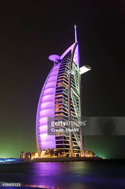 burj al arab - burj al arab night stock pictures, royalty-free photos & images