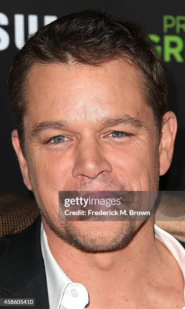 Actor Matt Damon attends HBO Reveals Winner of "Project Greenlight" Season 4 at BOULEVARD3 on November 7, 2014 in Los Angeles, California.