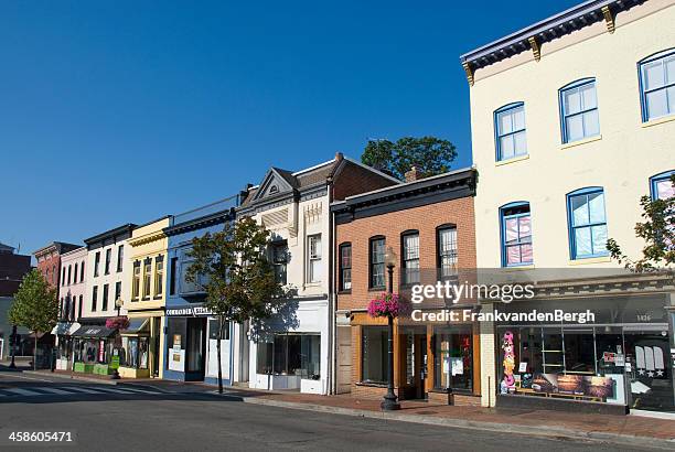 wisconsin avenue in georgetown - george town stock pictures, royalty-free photos & images