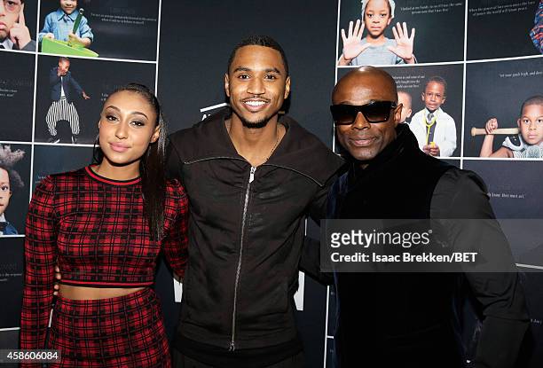 Guest, singers Trey Songz and Kem attend the 2014 Soul Train Music Awards at the Orleans Arena on November 7, 2014 in Las Vegas, Nevada.