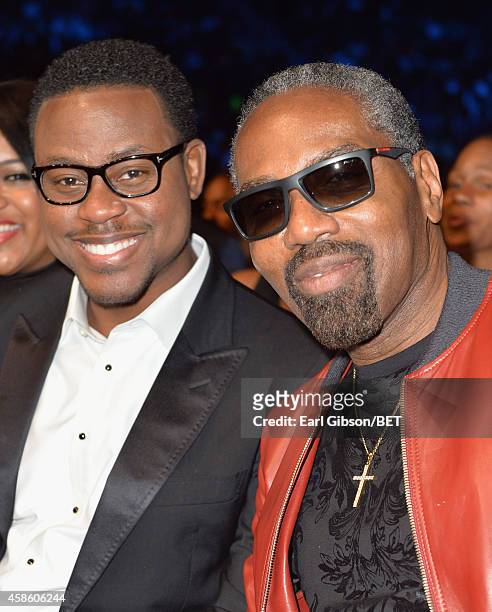 Pastor Charles Jenkins and President of Broadcast Media Sales for BET Networks Louis Carr attend the 2014 Soul Train Music Awards at the Orleans...