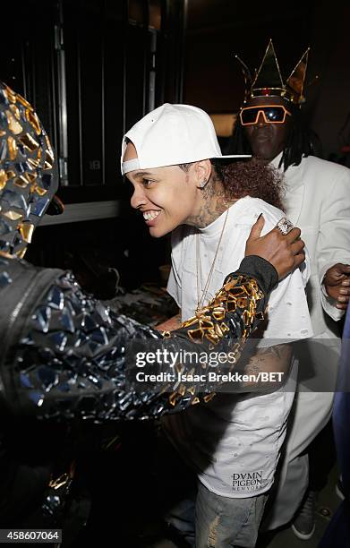 Recording artists Missy Elliott and Siya attend the 2014 Soul Train Music Awards at the Orleans Arena on November 7, 2014 in Las Vegas, Nevada.