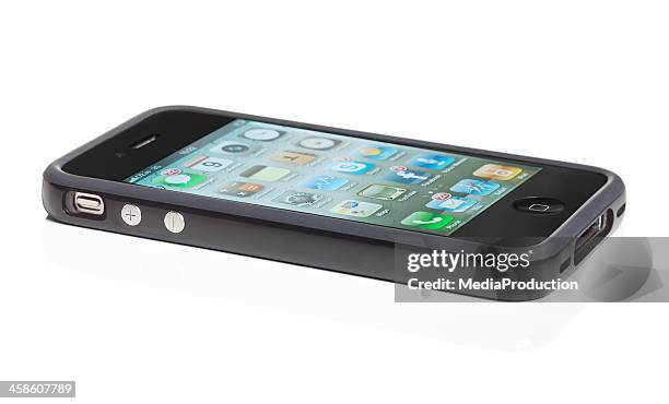 iphone4 with signal booster cover - phone cover stockfoto's en -beelden