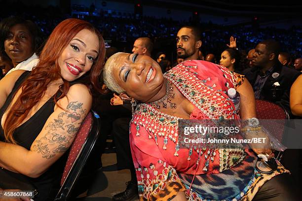 Faith Evans and Luenell attend The 2014 Soul Train Awards on November 7, 2014 in Las Vegas, Nevada.