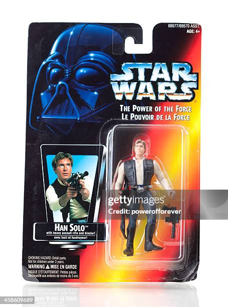 star wars han solo-action abbildung - action figure box stock-fotos und bilder