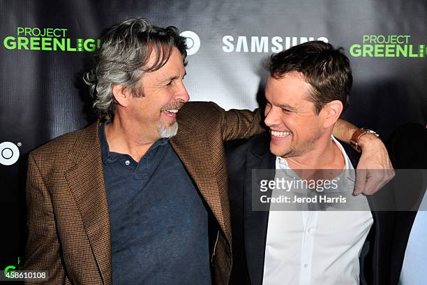 Peter Farrelly and Matt Damon attend the 'Project Greenlight' event at Boulevard3 on November 7, 2014 in Hollywood, California.