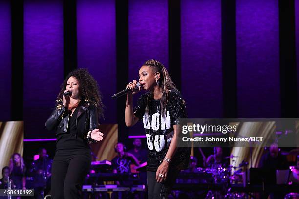 Elle Varner and MC Lyte perform during Centric Presents: The 2014 Soul Train Awards on November 7, 2014 in Las Vegas, Nevada.