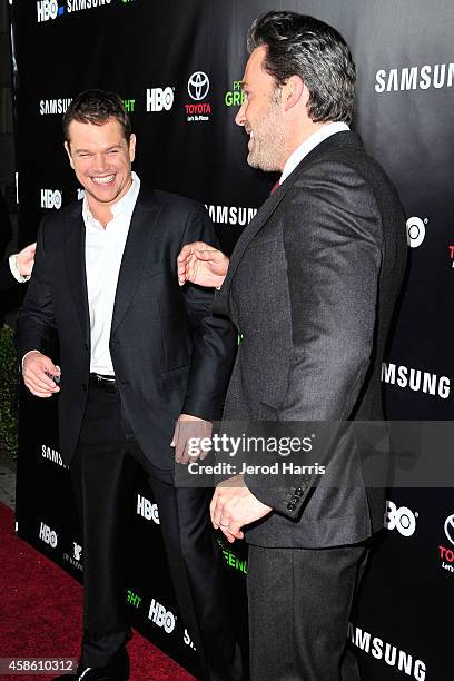 Matt Damon and Ben Affleck attend the 'Project Greenlight' event at Boulevard3 on November 7, 2014 in Hollywood, California.