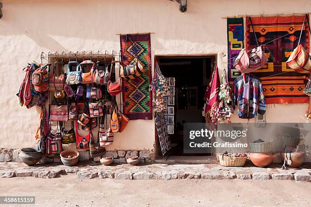 souvenirs for sale at argentine village purmamarca - south american culture stock pictures, royalty-free photos & images