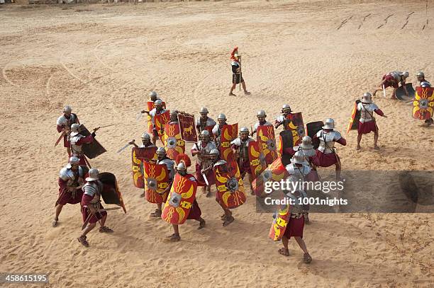 legion in formation - jerash, jordan - centurione stock pictures, royalty-free photos & images