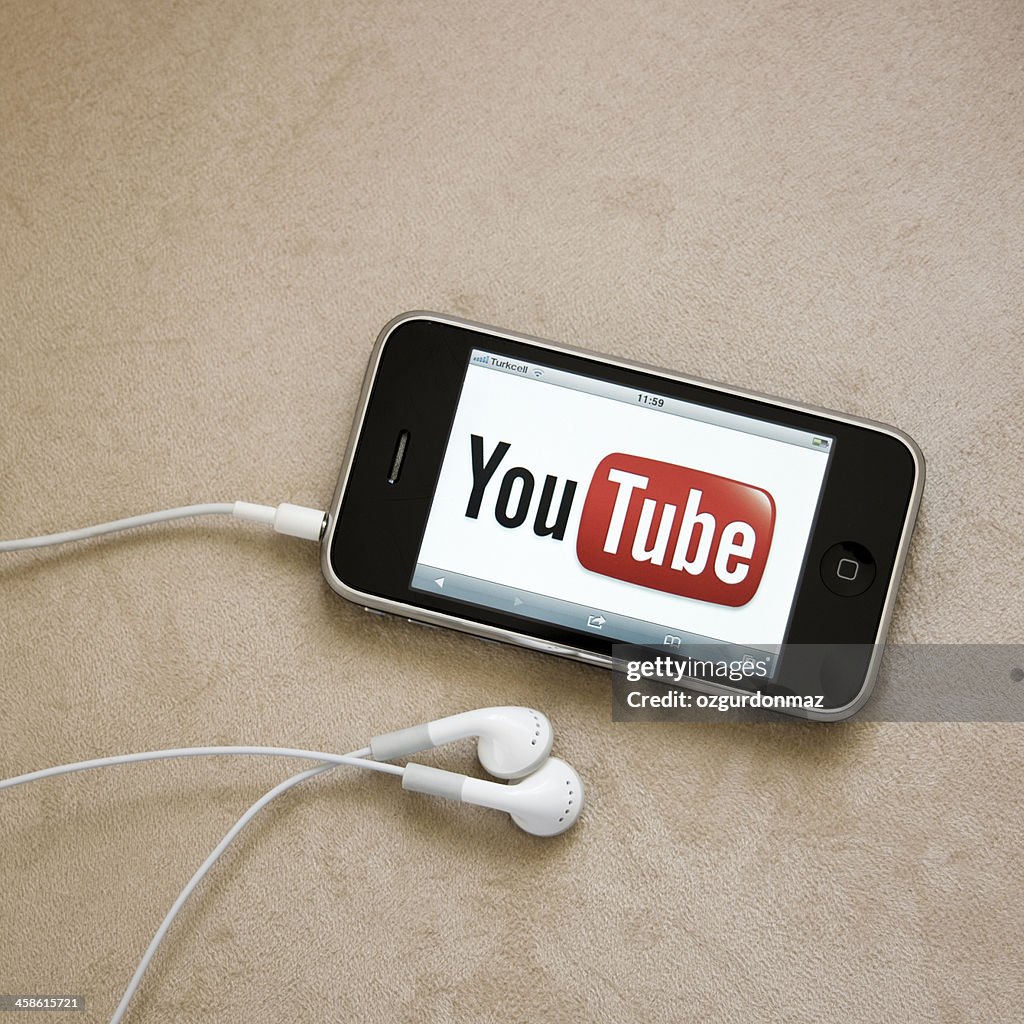 Youtube logo on iPhone screen