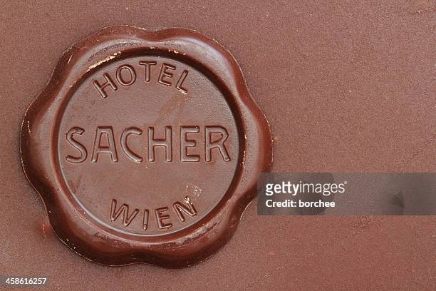 original sacher cake detail - sachertorte stock pictures, royalty-free photos & images