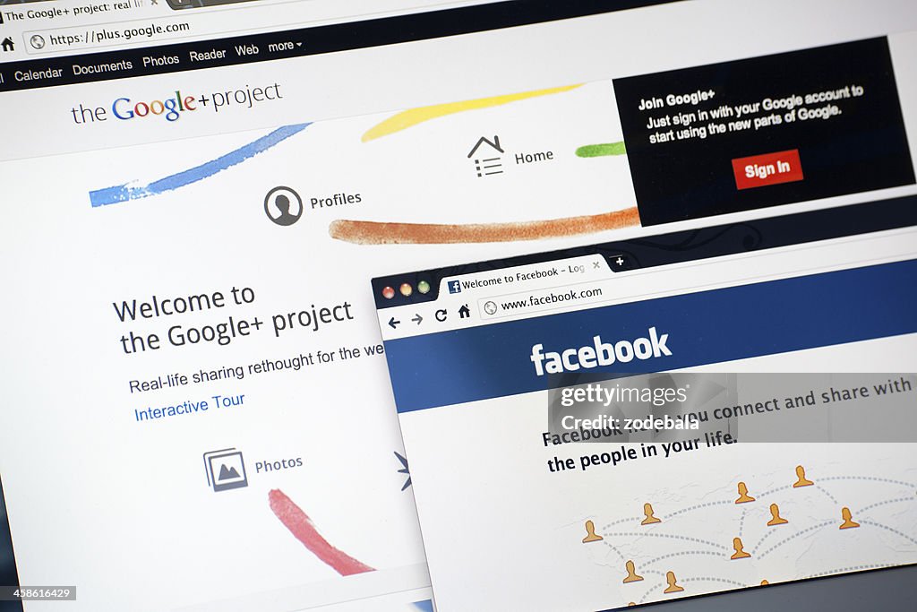 Google Plus e Facebook pagina iniziale