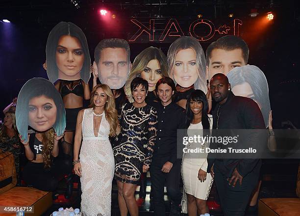 Faye Resnick, Kris Jenner, Jonathan Cheban, Malika Haqq and Corey Gamble celebrate Kris Jenner's birthday at 1 OAK nightclub at the Mirage Hotel and...